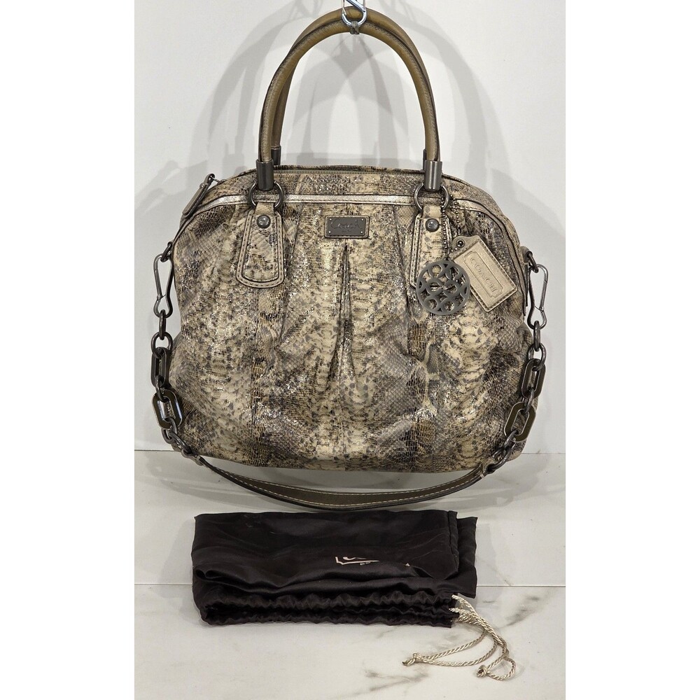 Coach Y2K Kristin Pleated Satchel Hobo Metallic Leather Snake Purse Indie Sleaze
